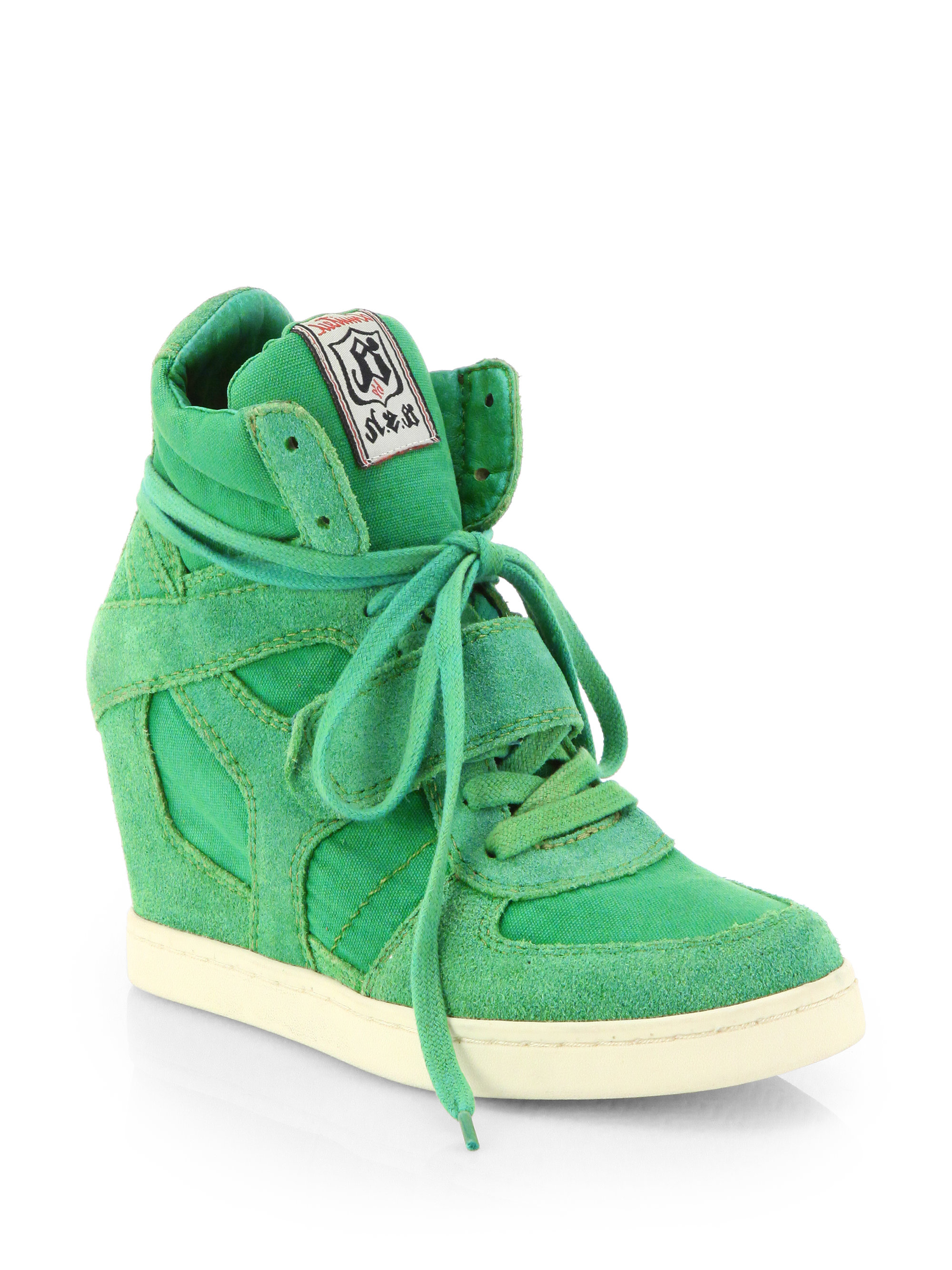 Ash Bowie Suede & Canvas Wedge Sneakers in Green (BRAZIL) | Lyst