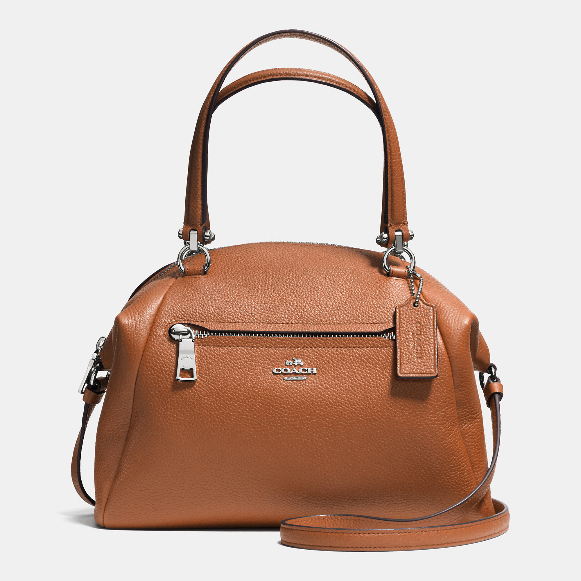 Coach Prairie Satchel In Pebble Leather in Brown (SILVER/SADDLE) | Lyst
