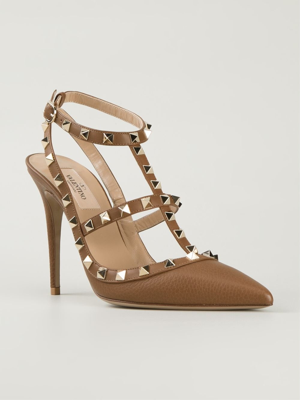 Valentino 'rockstud' Pumps in Brown | Lyst