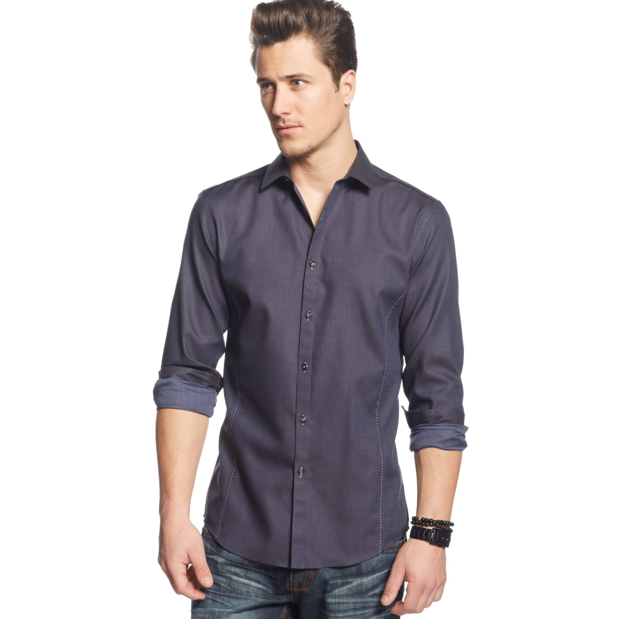 Inc International Concepts Long Sleeve Nobis Shirt in Black for Men | Lyst