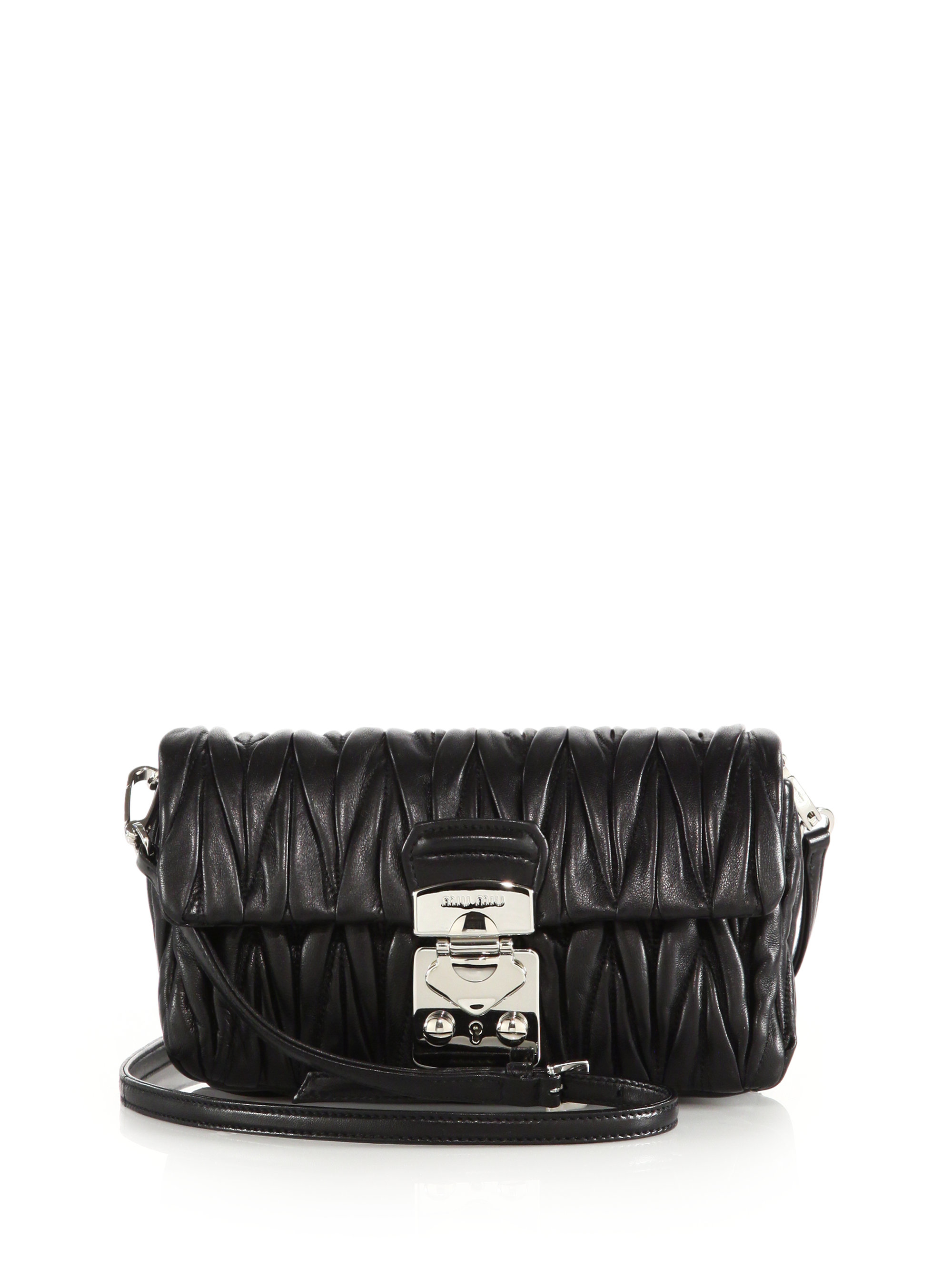 Miu Miu Matelasse Small Leather Crossbody Bag in Black | Lyst