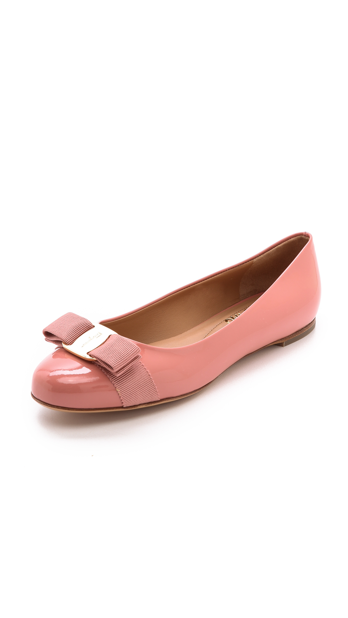 Lyst - Ferragamo Varina Patent Flats Blush in Pink