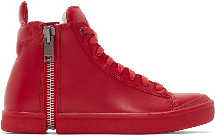 Lyst - Diesel Red Leather S-nentish High-top Sneakers in Red for Men
