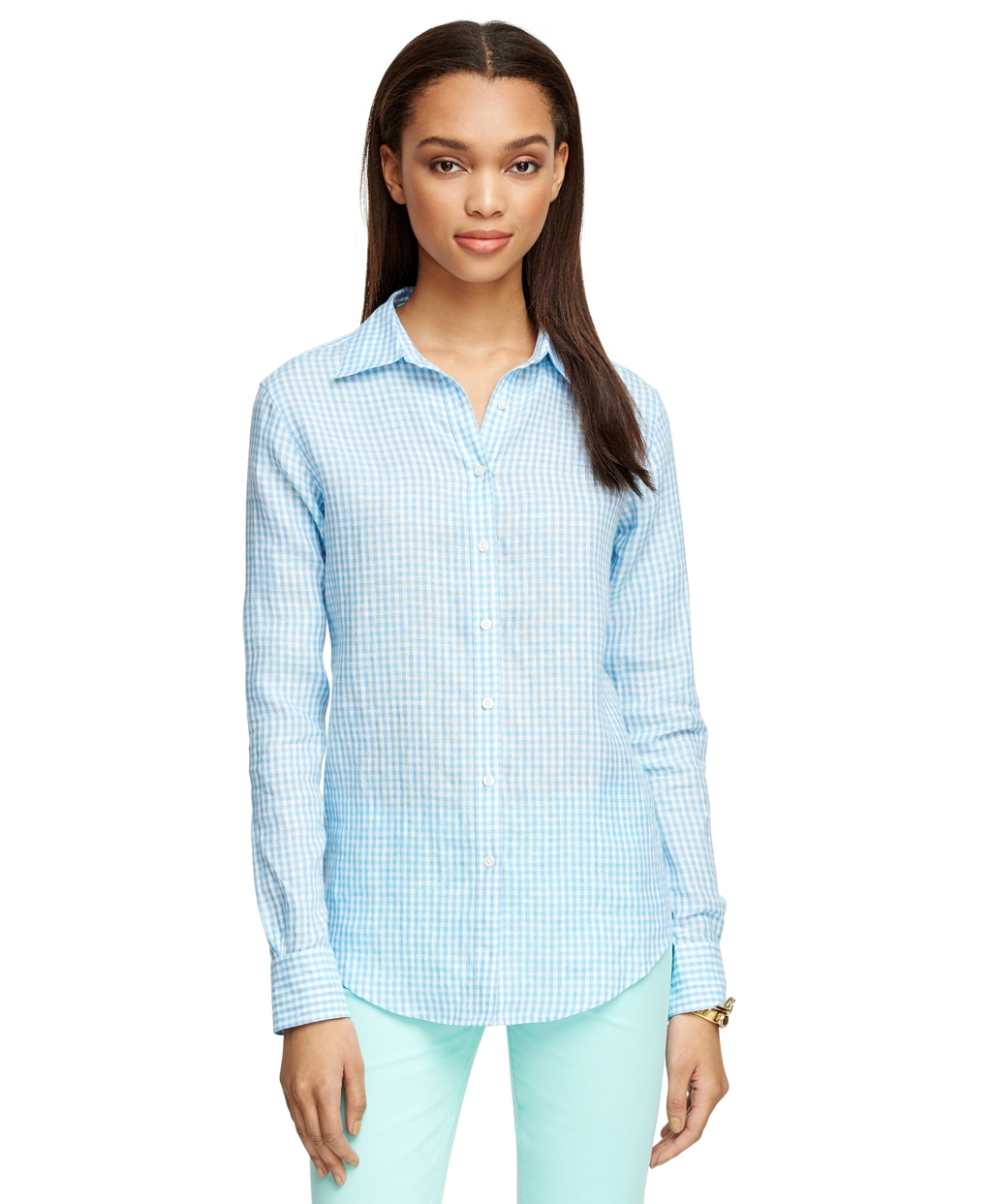 Lyst - Brooks Brothers Classic Fit Linen Gingham Shirt in Blue