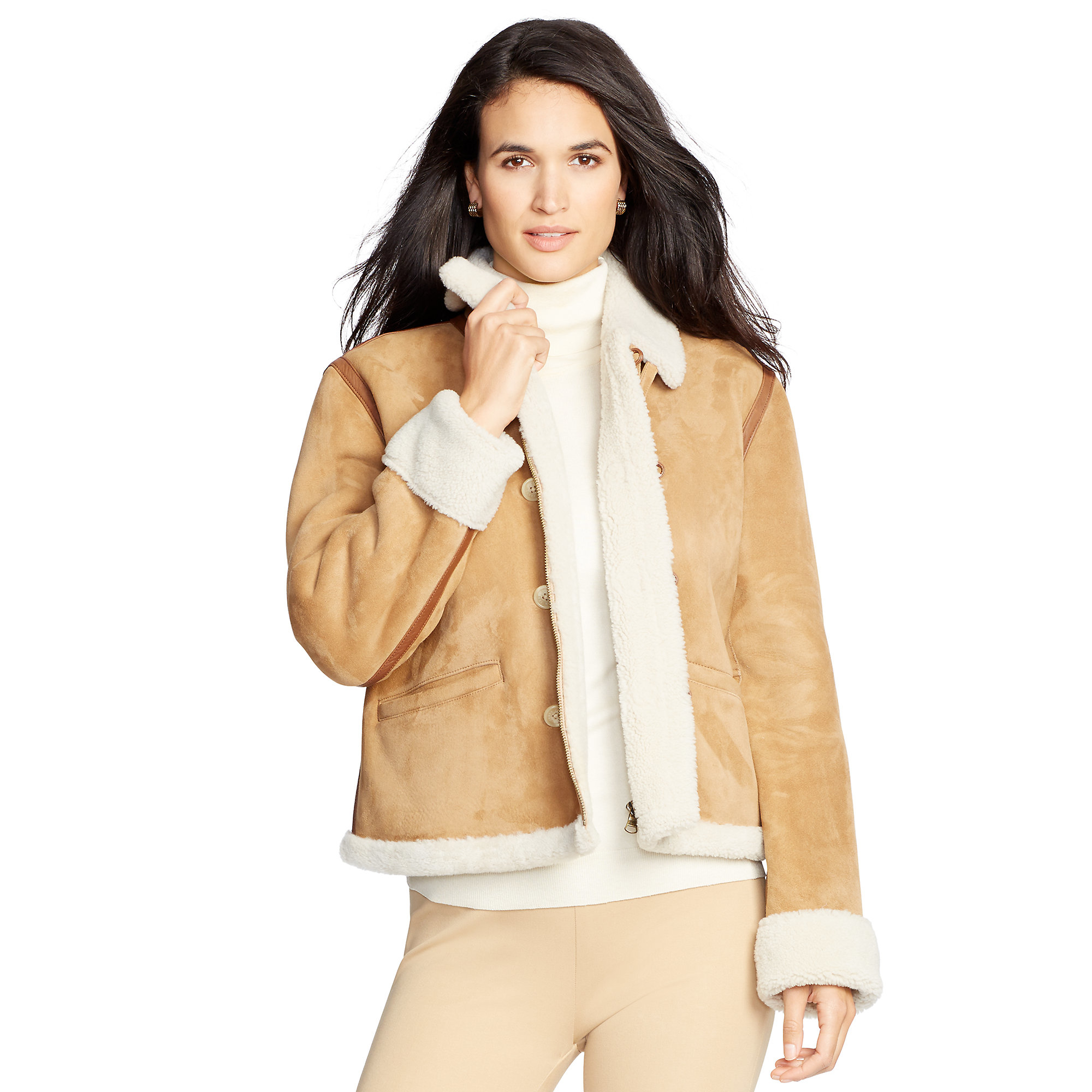 ralph lauren shearling jacket women's