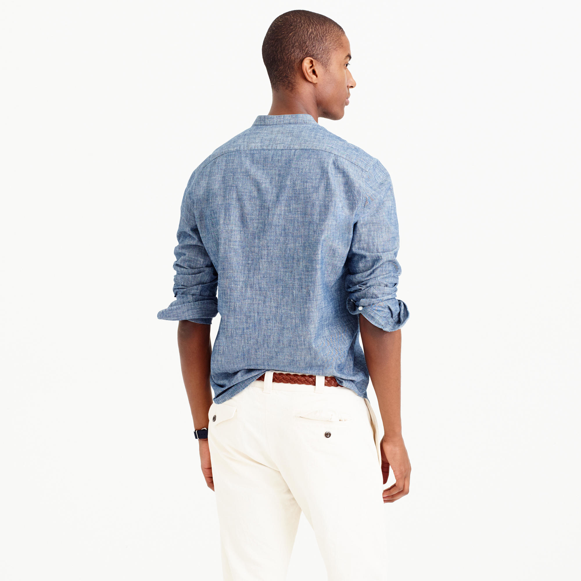 j crew band collar shirt