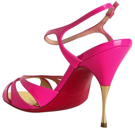 Christian Louboutin Hot Pink Patent Leather Noeudette Sandals in Pink ...