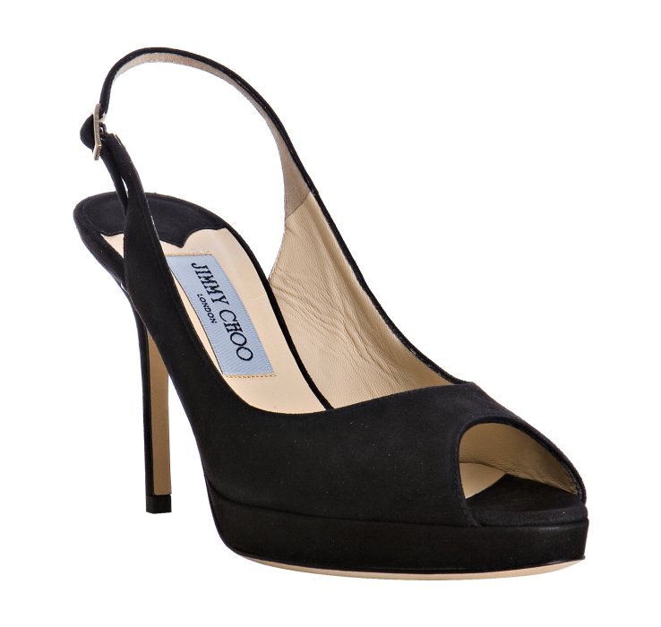 Jimmy Choo Black Suede Nova Peep Toe Slingbacks in Black | Lyst