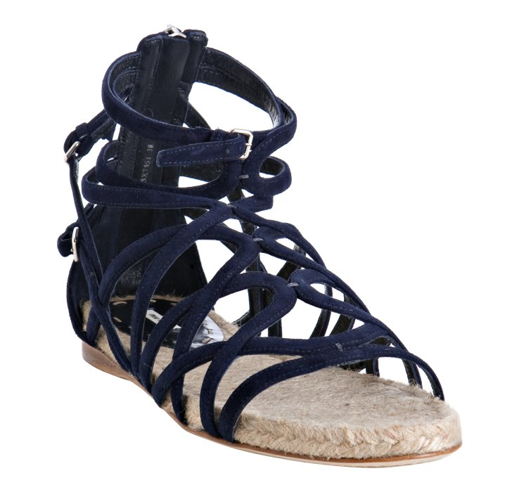 navy suede flat sandals