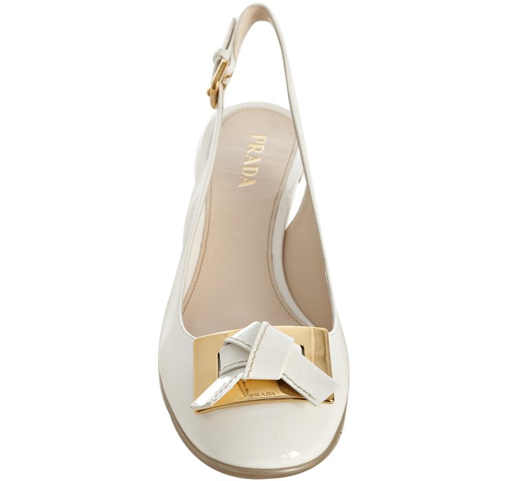 white patent slingback