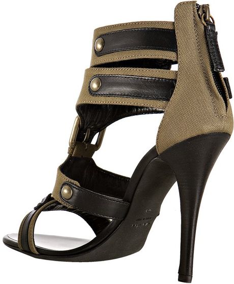 Balmain Khaki Green Canvas Legion Gladiator Sandals in Green (khaki) | Lyst