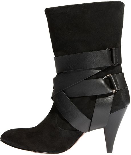 Mea Shadow Black Suede Cassandra Wrapped Boots in Black | Lyst