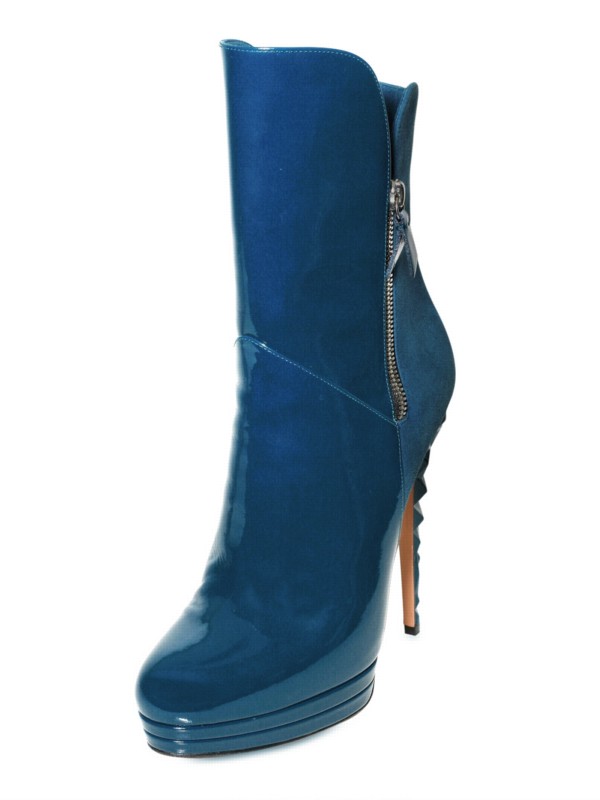 Lyst - Casadei 140mm Suede and Patent Ankle Boots in Blue