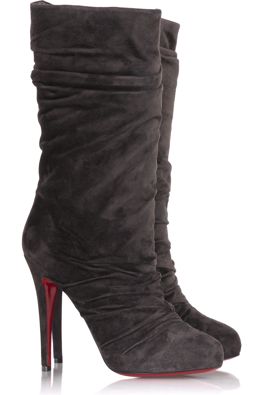 Christian louboutin Piros 120 Suede Boots in Gray | Lyst