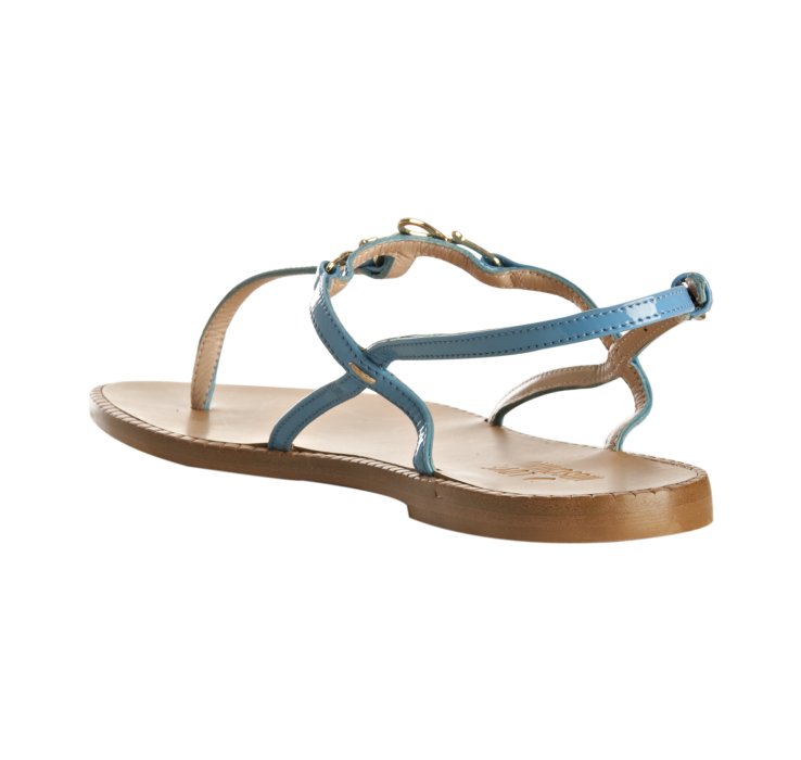 Lyst - Moschino Love Light Blue Patent Love Thong Flat Sandals in Blue