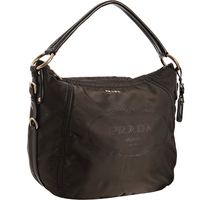 prada brown cloth shoulder bag  