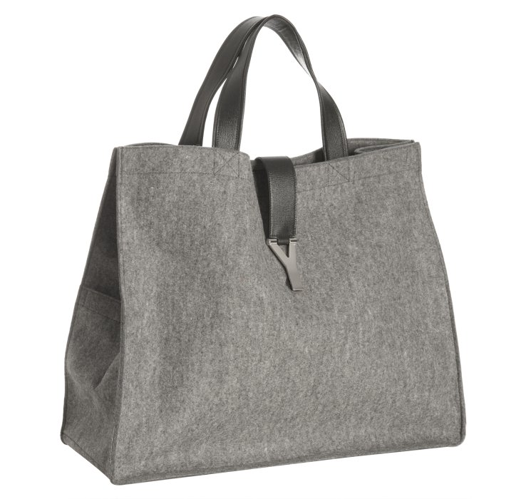 Lyst - Saint Laurent Heather Grey Felt and Leather Trim Uptown Tote in Gray