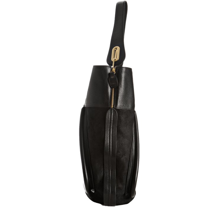 inez drawstring bag in embroidered suede calfskin  