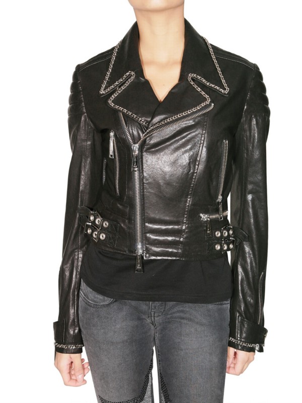 Philipp Plein Swarovski Bambi Leather Jacket in Black | Lyst