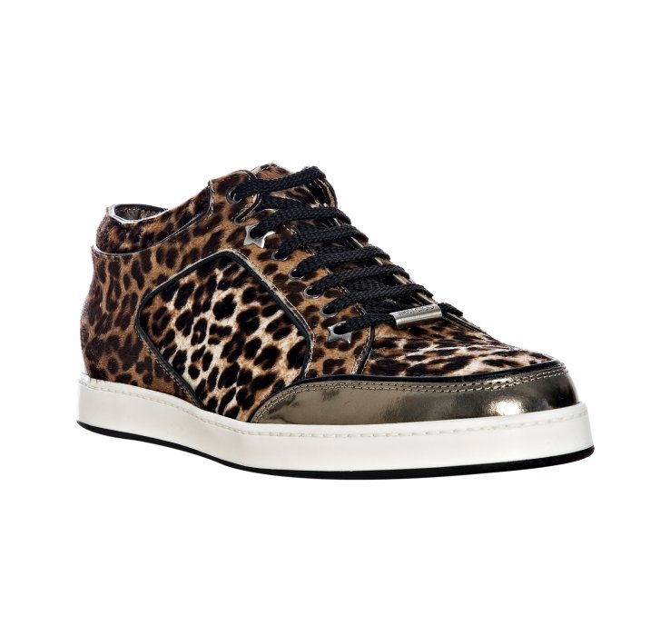 Lyst - Jimmy Choo Tan Leopard Calf Hair Miami Sneakers