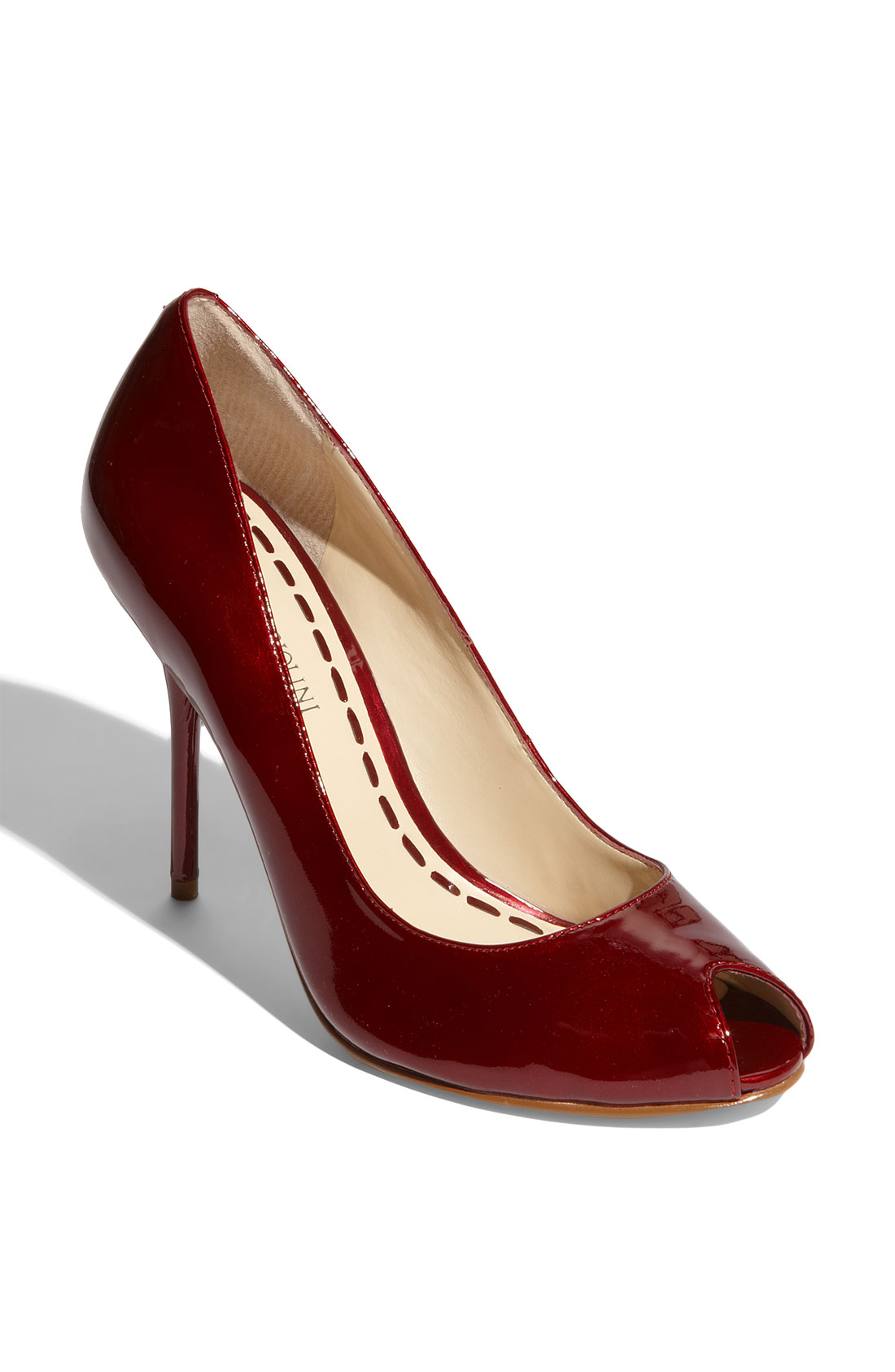 Enzo Angiolini Cristle Peep Toe Pump in Red (dark red patent) | Lyst