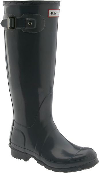 Hunter Womens Original Classic Glossy Rain Boots - Graphite in Gray ...