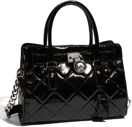 Michael Michael Kors Hamilton Quilted Leather Satchel in Black | Lyst