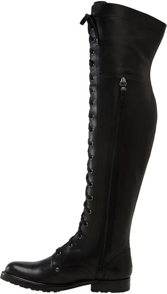 Via Spiga Nathan Over-the-knee Lace-up Boots in Black (black waxy calf ...