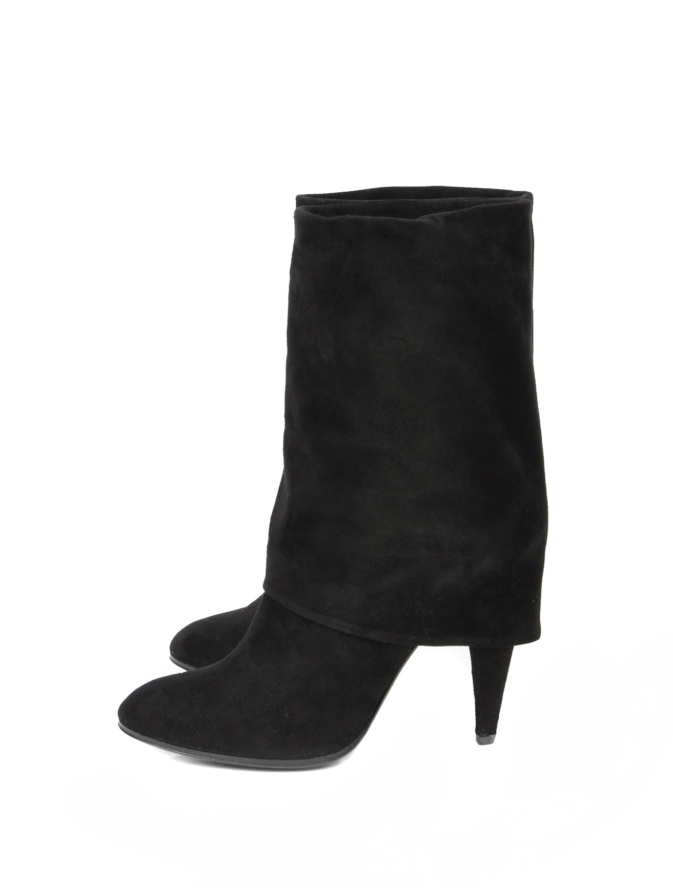Sigerson Morrison Suede Fold Over Boots in Black | Lyst