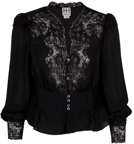 Haute Hippie Victorian Lace Blouse in Black | Lyst
