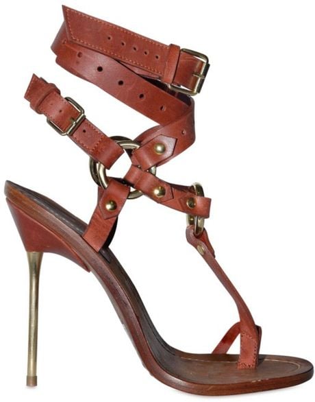 Emilio Pucci 120mm Criss Cross Ankle Thong Sandals in Brown (burgundy ...