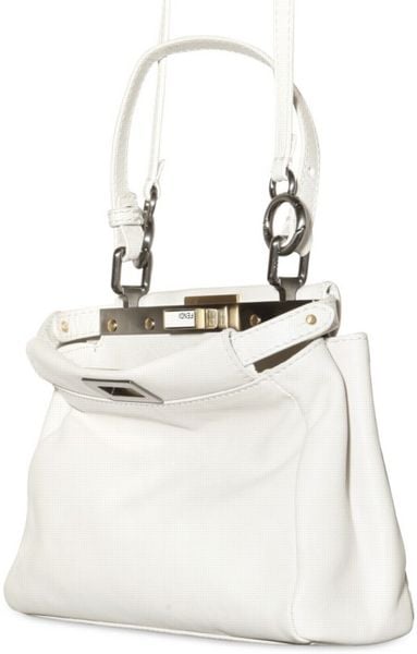 Fendi Peek A Boo Mini Top Handle in White | Lyst