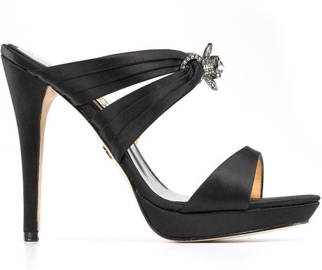 Badgley Mischka Xoa Jeweled High Heel Sandals in Black | Lyst