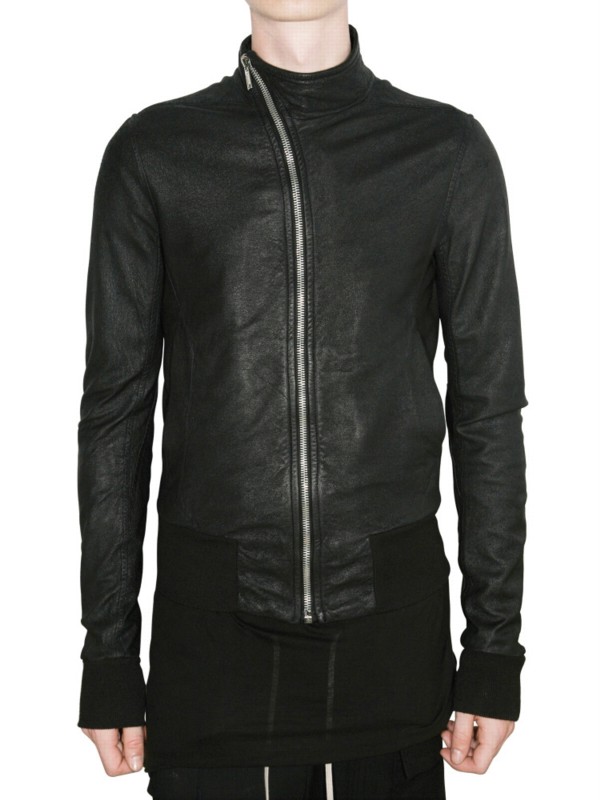 Rick Owens Vegetable Treated Light Lambskin Jacket In Black For Gallery