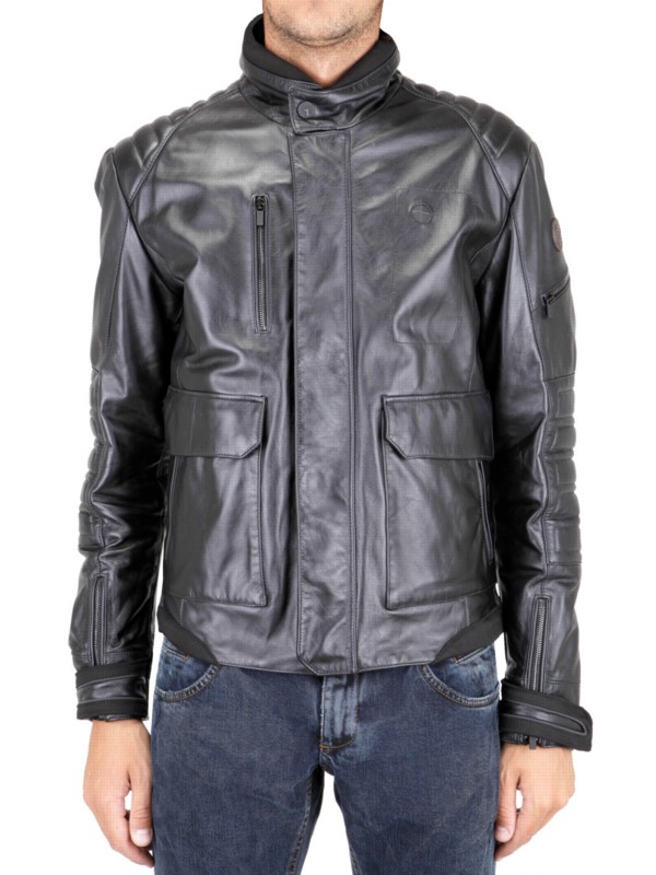 Tru Trussardi Rain Stop Leather Jacket in Black for Men | Lyst