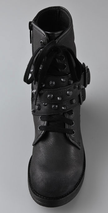 Lyst - Ash Rem Combat Boots with Studded Straps in Black