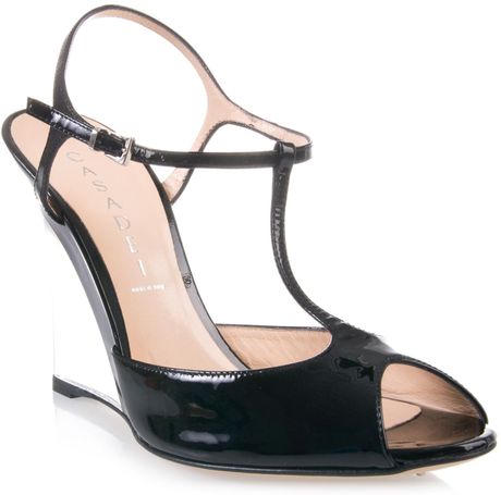 Casadei Clear Heel Wedge Shoe in Black | Lyst