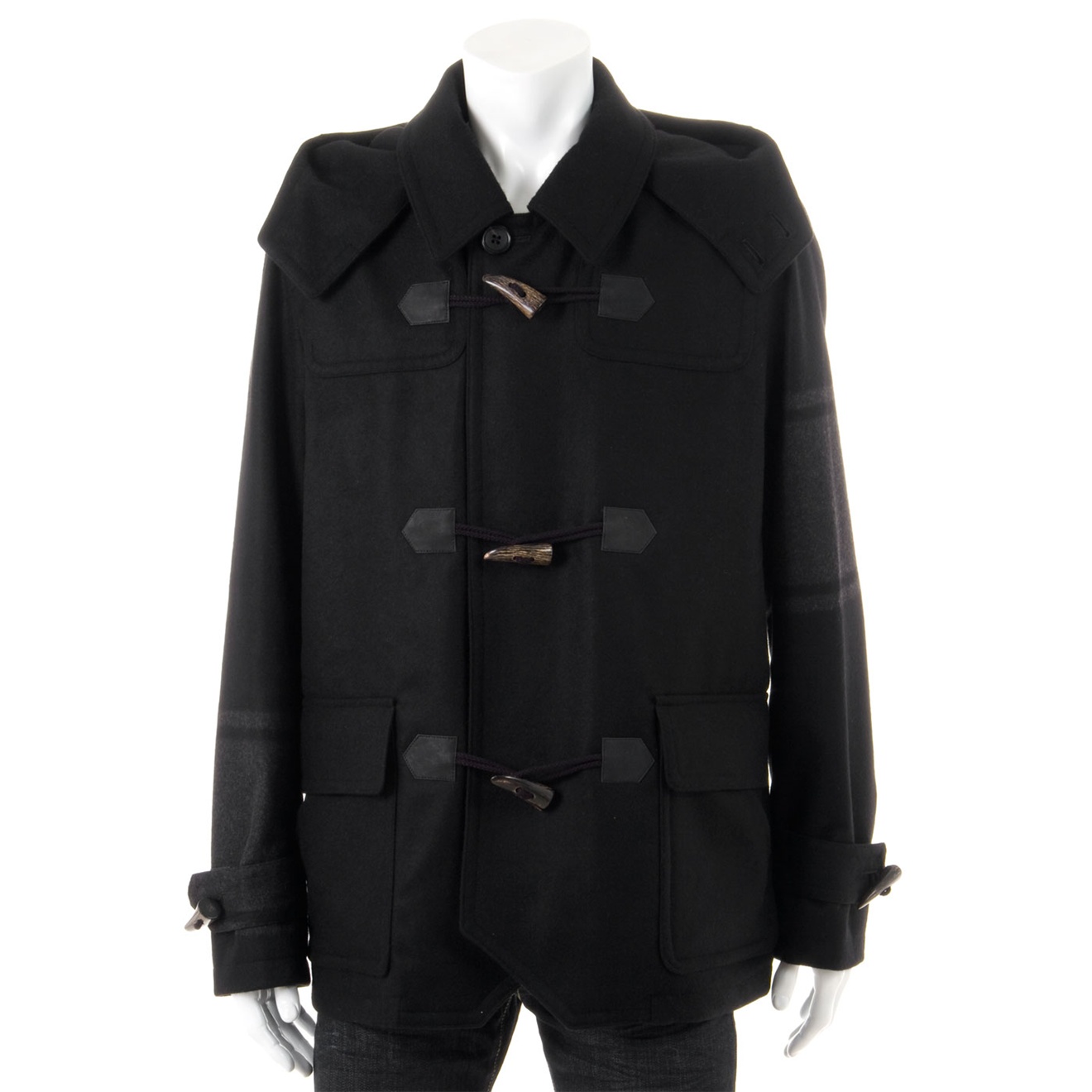 Black Hooded Duffle Coat