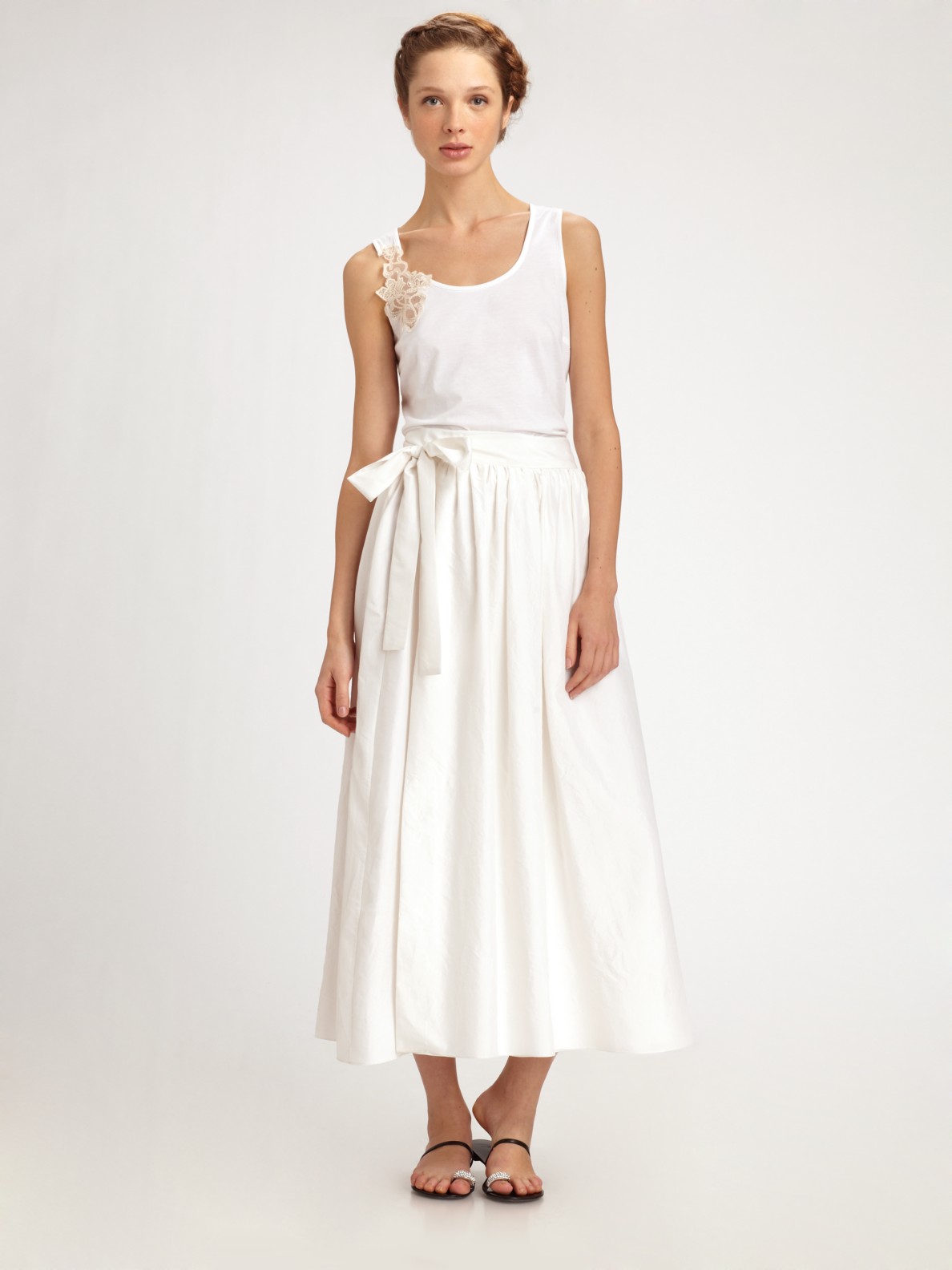 Behnaz Sarafpour Silk Taffeta Wrap Skirt in White | Lyst