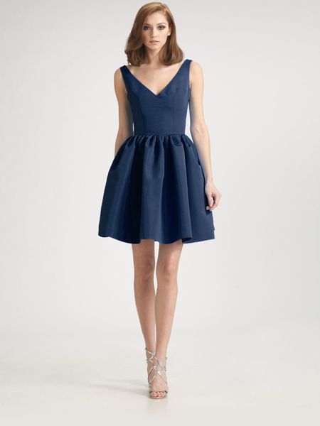 Chloe & Reese Silk Faille V-neck Party Dress in Blue (MIDNIGHTBLUE) | Lyst