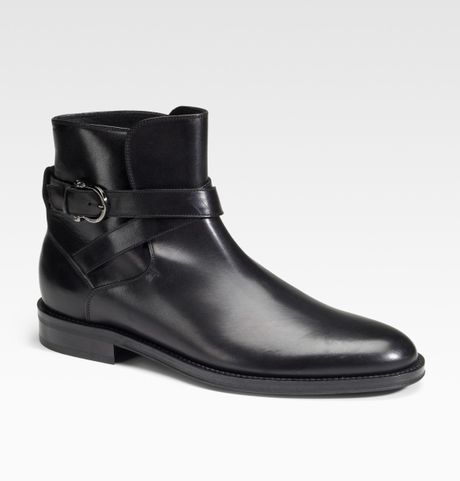 Ferragamo Flavio Leather Boots in Black for Men | Lyst