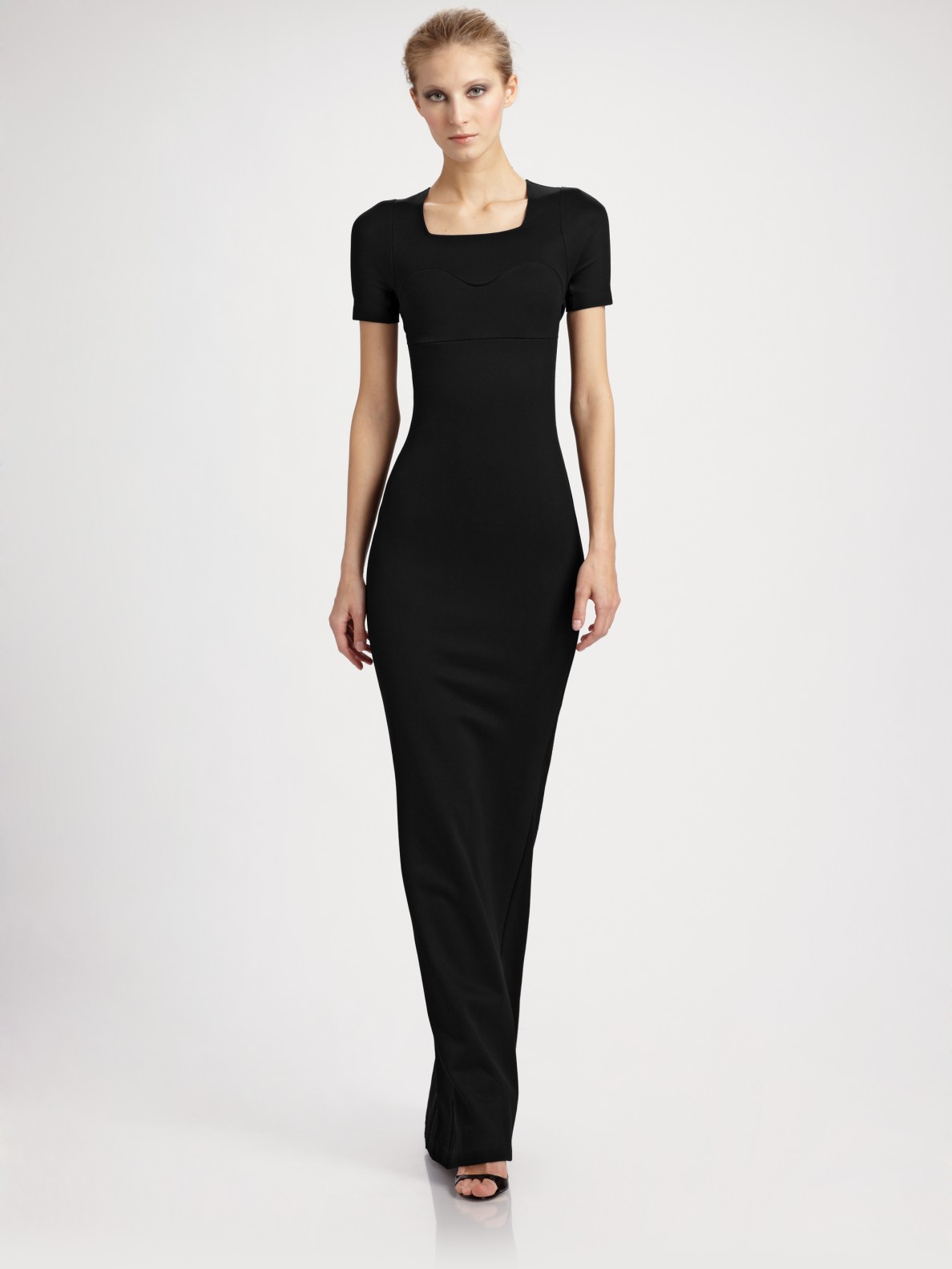 Lyst Jil Sander Fitted Long Jersey Dress In Black