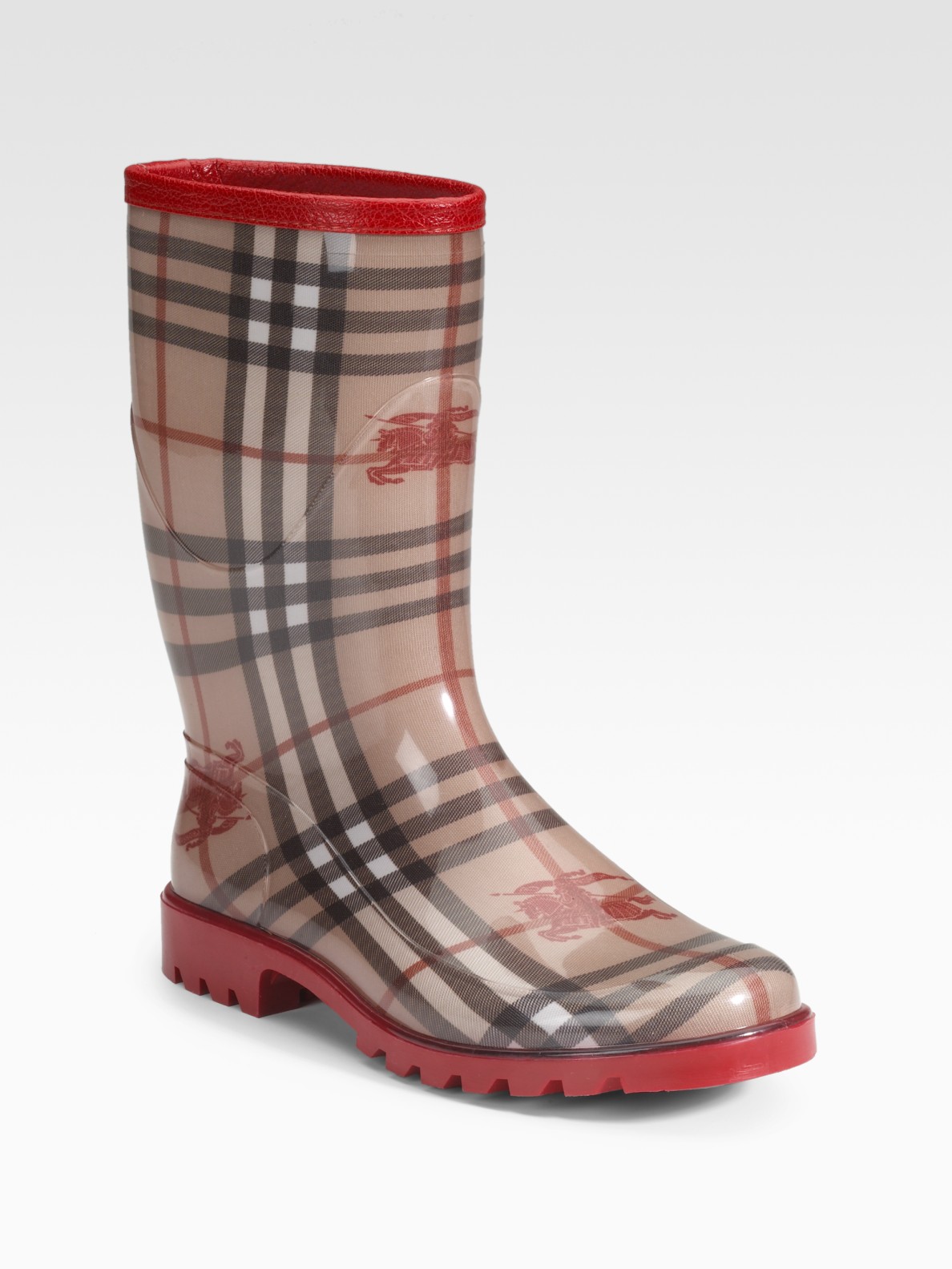 Burberry Rubber Rain Boots in Red (multi) | Lyst
