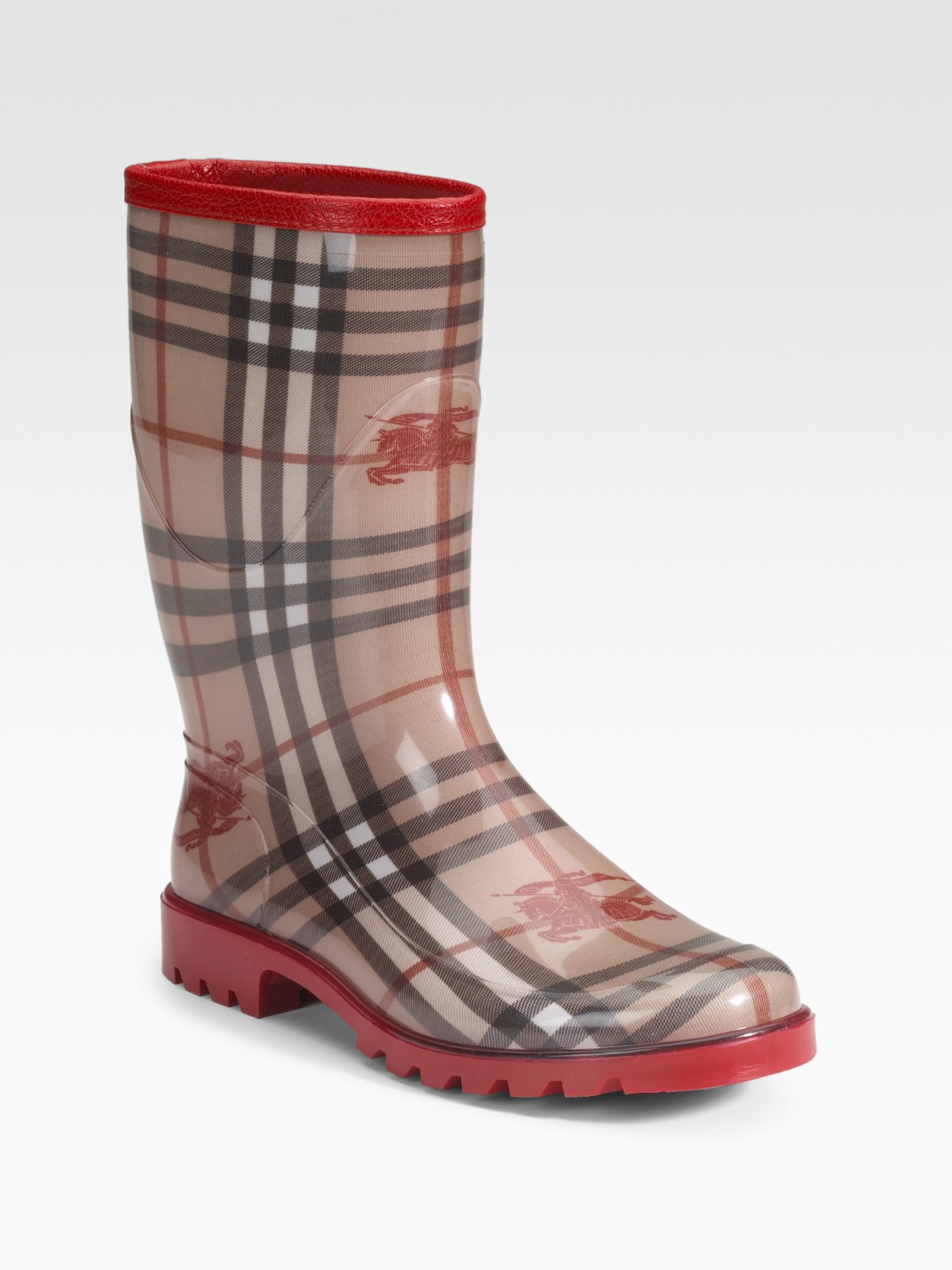 Burberry Rubber Rain Boots in Red - Lyst