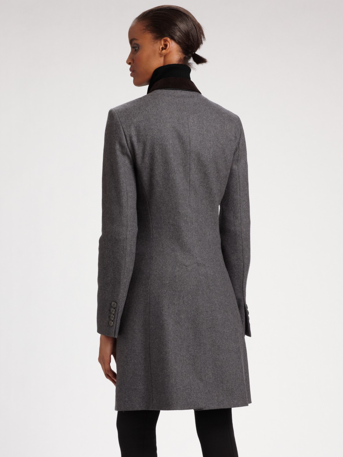 Lyst - Dkny Stretch Wool Riding Coat in Gray