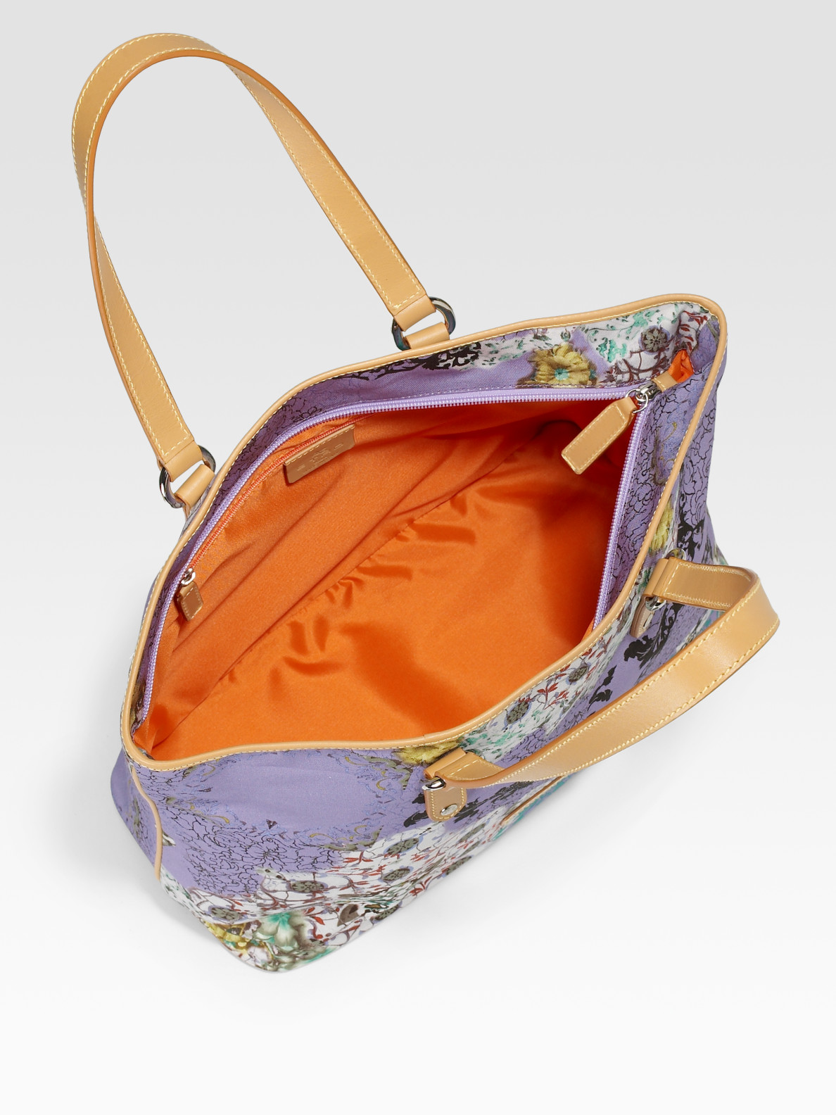 Lyst - Etro Floral-print Canvas Tote in Purple