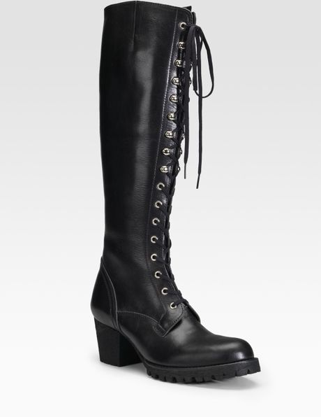 Junya Watanabe Tall Lace-up Boots in Black | Lyst