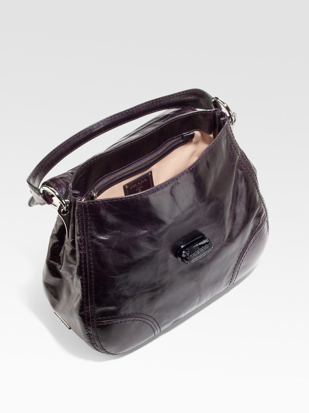 Prada Vitello Shine Hobo in Brown (purple) | Lyst