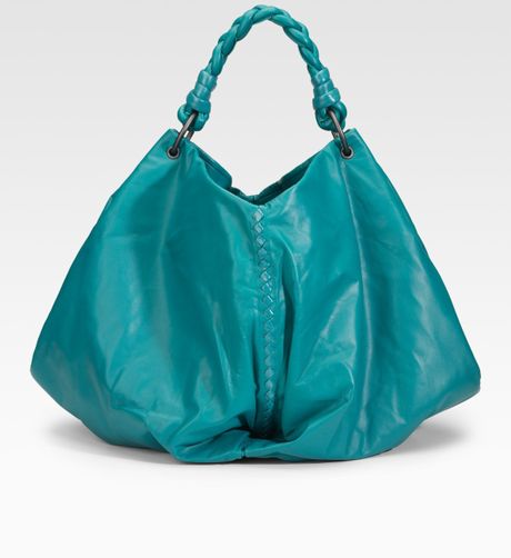 Bottega Veneta Large Lambskin Shoulder Bag in Green (lagoon) | Lyst