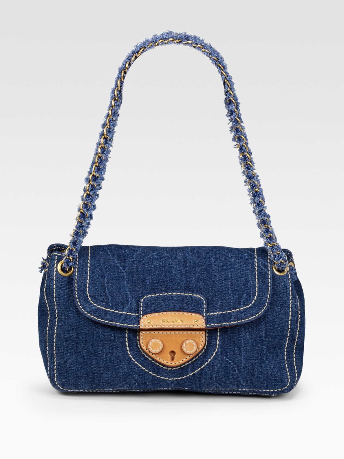 Prada Denim Shoulder Bag in Blue (denim) | Lyst